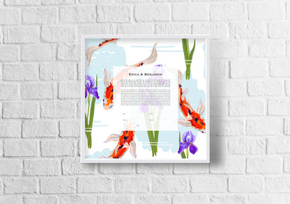 Koi and Floral Modern Ketubah