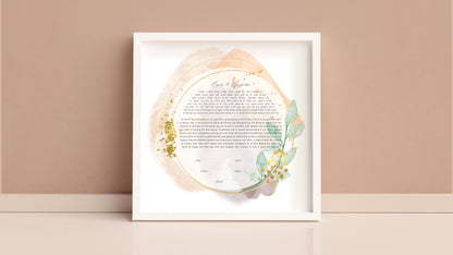Leaf and Gold Colorful Ketubah