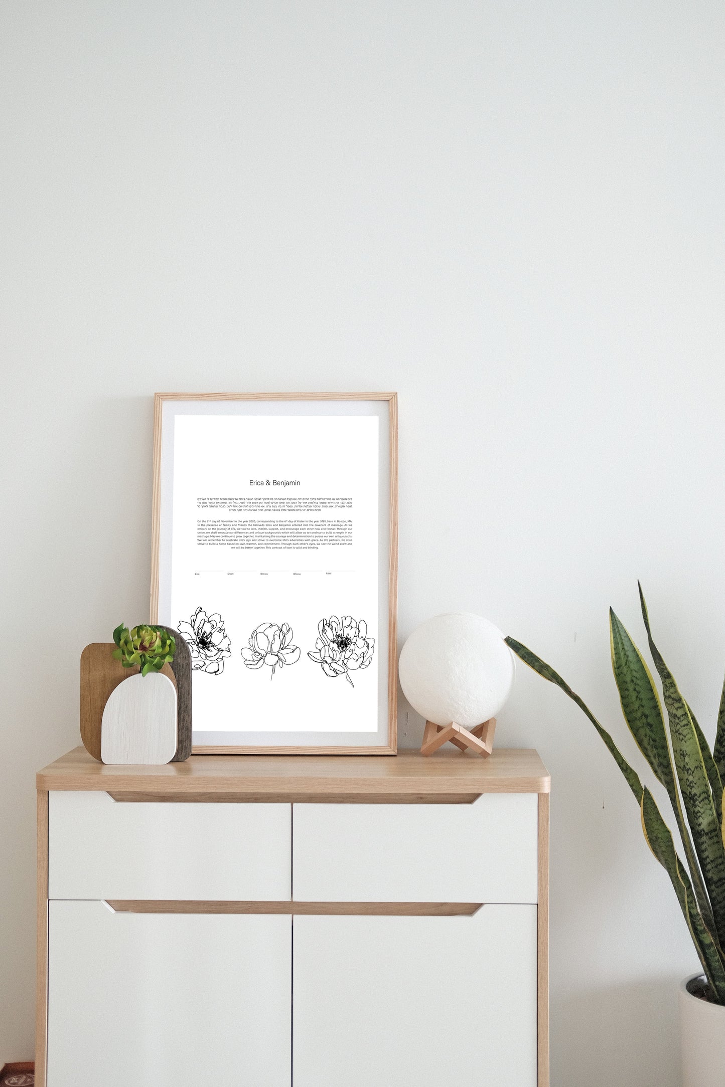 Line Drawing Flower Ketubah