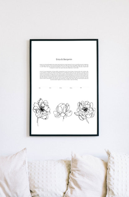 Line Drawing Flower Ketubah