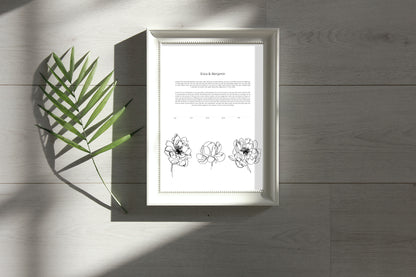 Line Drawing Flower Ketubah