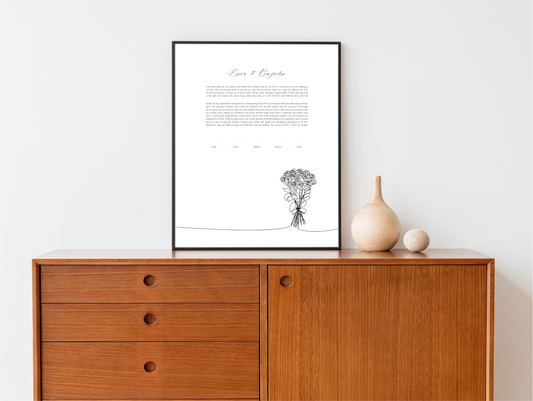 Rose Line Drawing Ketubah