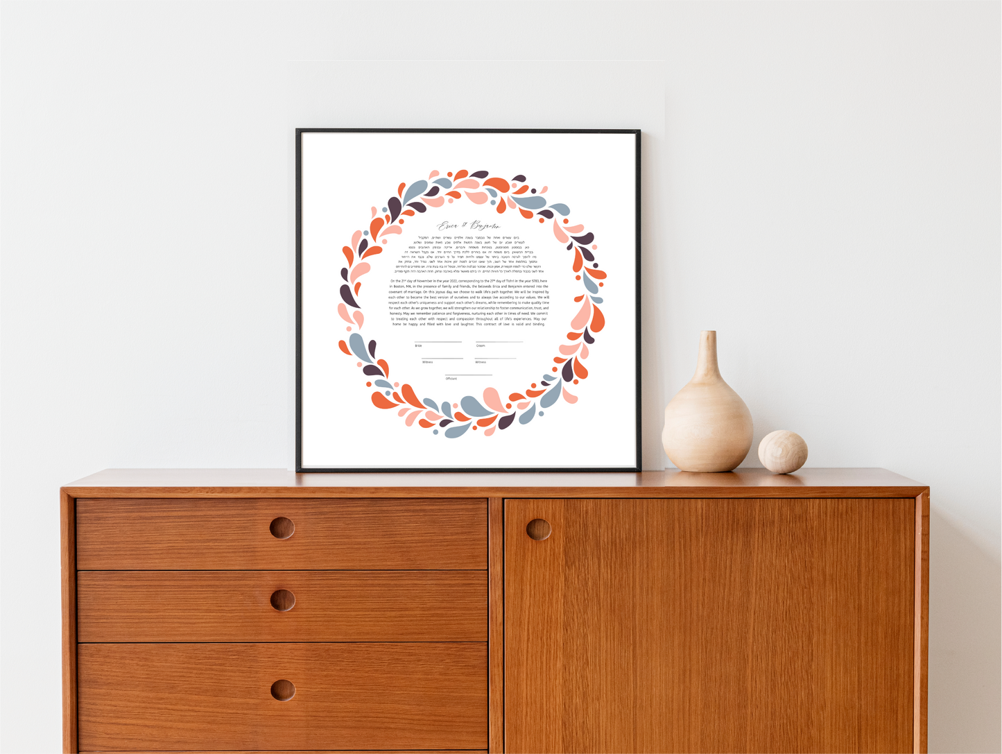 Midcentury Modern Orange and Blue Ketubah