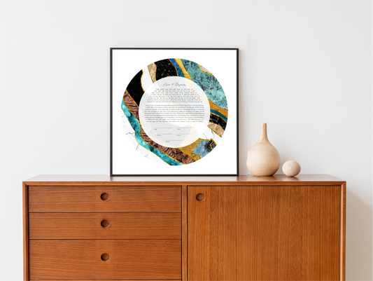 Marble Blue Gold & Black Ketubah