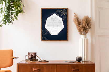 Marble, Gold Leaves & Navy Ketubah