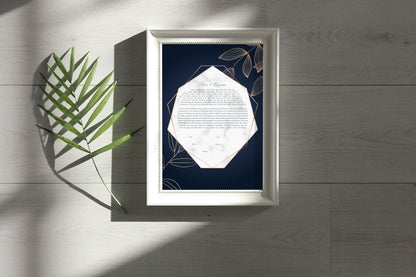 Marble, Gold Leaves & Navy Ketubah