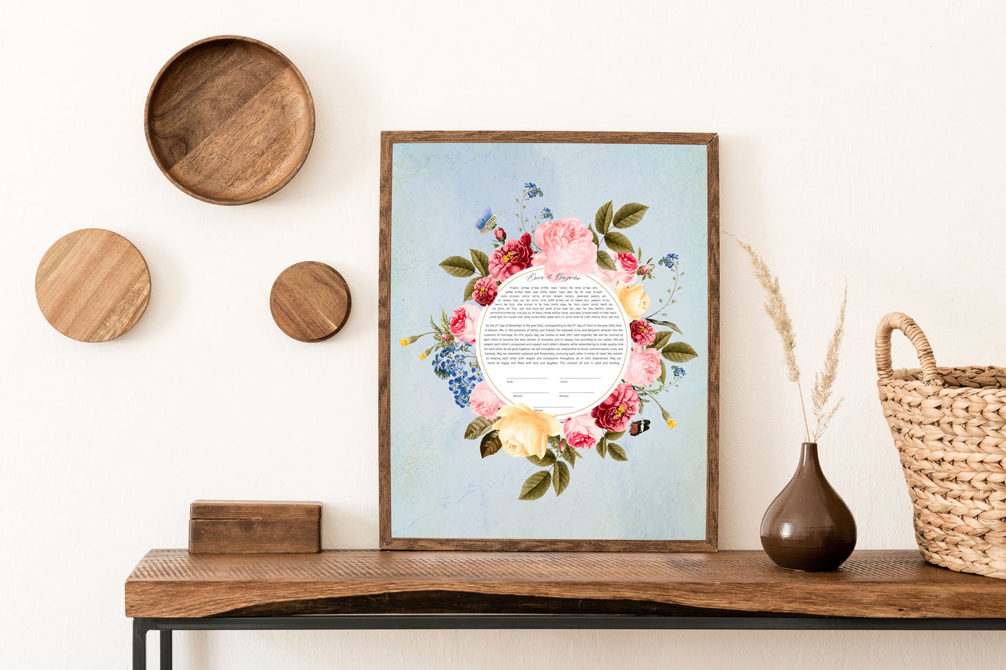 Marble and Rose Floral Ketubah