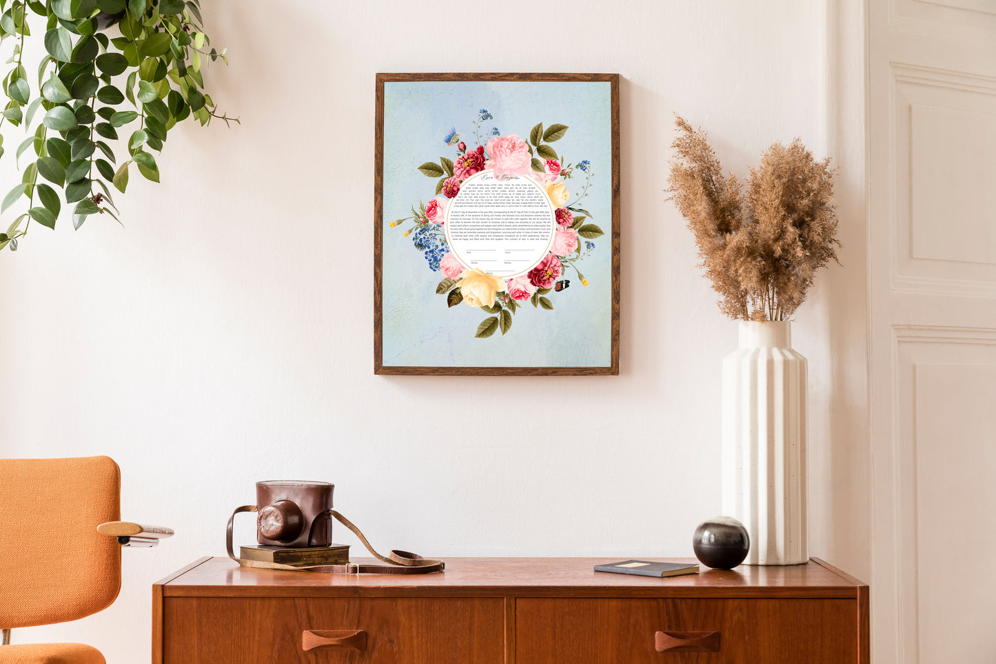 Marble and Rose Floral Ketubah