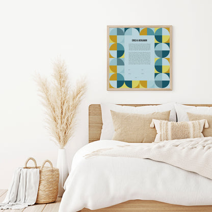 Mid Century Modern Blue and Yellow Ketubah
