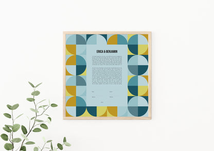 Mid Century Modern Blue and Yellow Ketubah