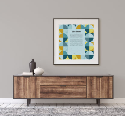 Mid Century Modern Blue and Yellow Ketubah