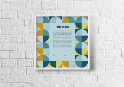 Mid Century Modern Blue and Yellow Ketubah