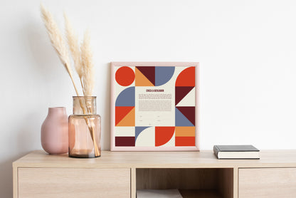 Mid Century Modern Red Geometric Ketubah