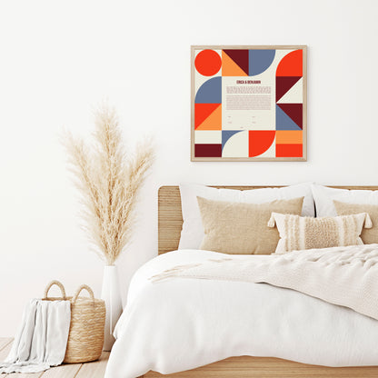 Mid Century Modern Red Geometric Ketubah