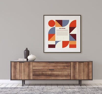 Mid Century Modern Red Geometric Ketubah