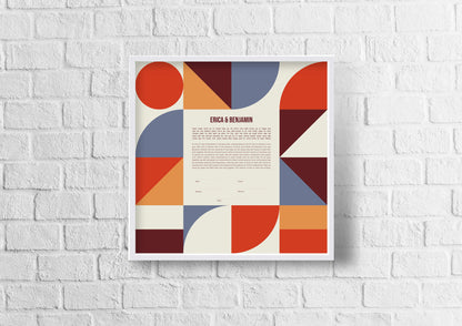 Mid Century Modern Red Geometric Ketubah
