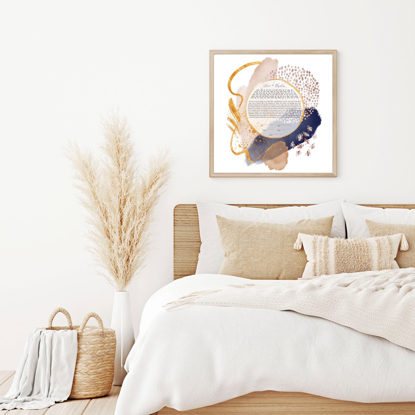 Midcentury Modern Blue and Gold Abstract Ketubah