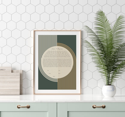 Midcentury Modern Green & Gold Arch Ketubah