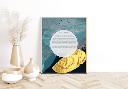 Modern Blue & Gold Abstract Ketubah