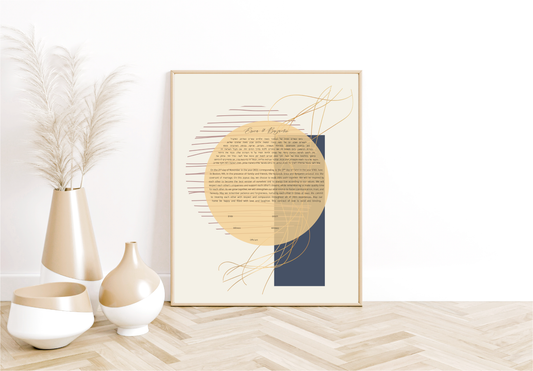 Modern Gold & Blue Geometric Ketubah