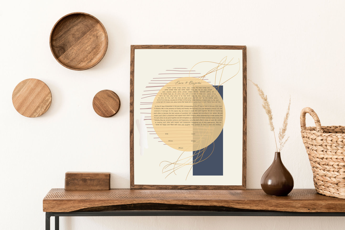 Modern Gold & Blue Geometric Ketubah