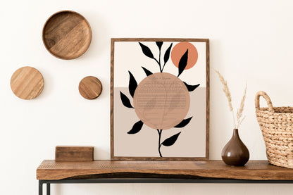 Modern Leaf & Sun Beige Ketubah