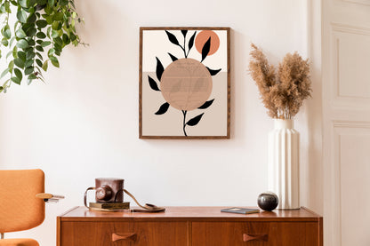 Modern Leaf & Sun Beige Ketubah