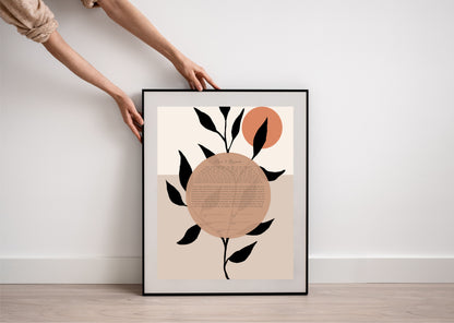 Modern Leaf & Sun Beige Ketubah