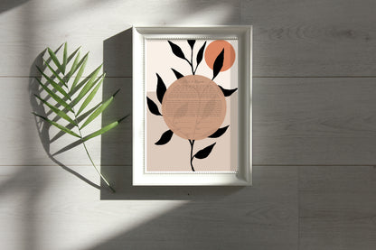 Modern Leaf & Sun Beige Ketubah