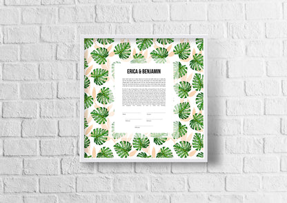 Monstera Leaf Mid Century Modern Ketubah