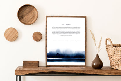 Navy Blue Watercolor Ketubah (Rectangle)