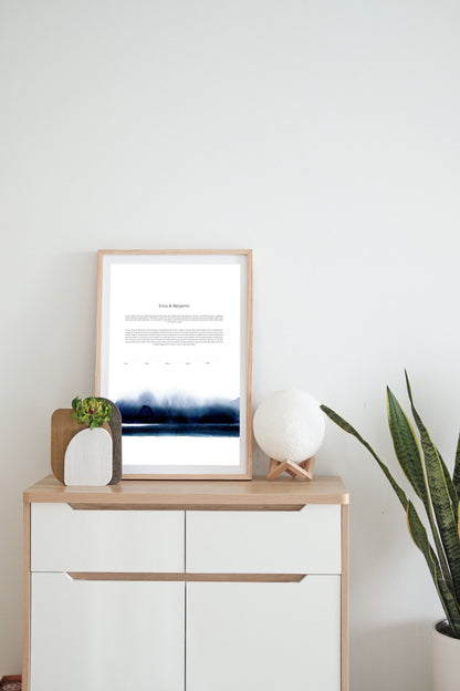 Navy Blue Watercolor Ketubah (Rectangle)