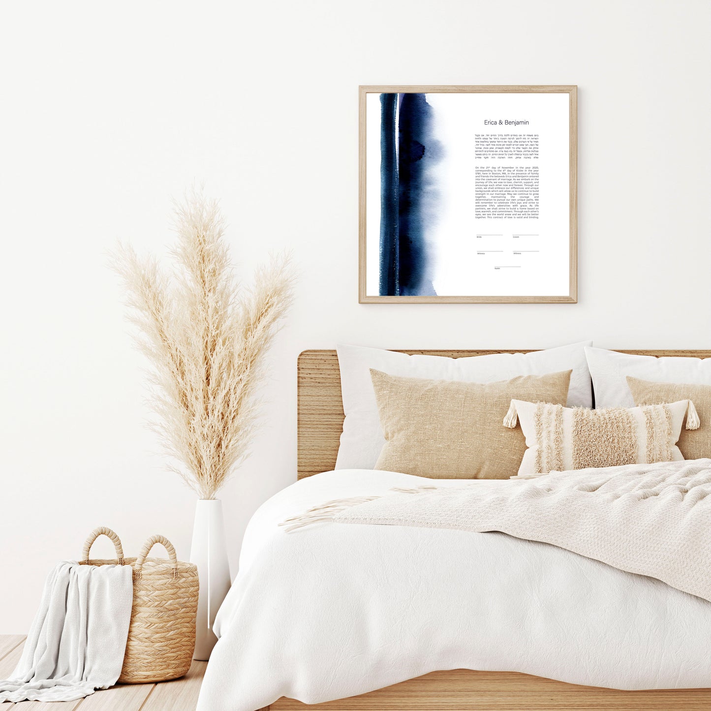 Navy Blue Watercolor Ketubah (Square)