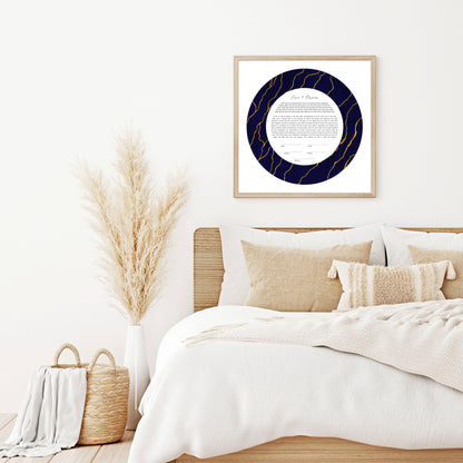 Navy Blue and Gold Ketubah