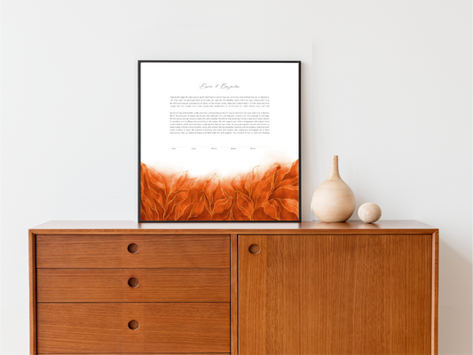 Orange and Gold Leaves Watercolor Ketubah