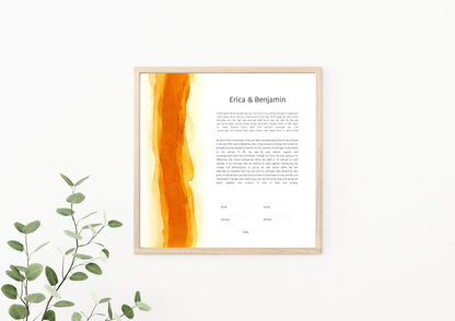 Orange Watercolor Ketubah