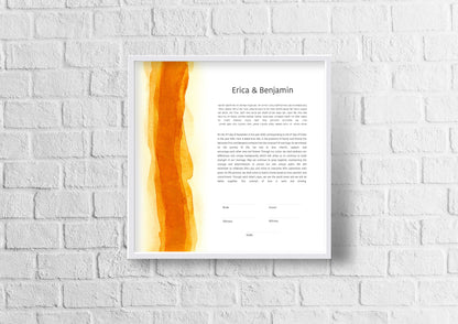 Orange Watercolor Ketubah