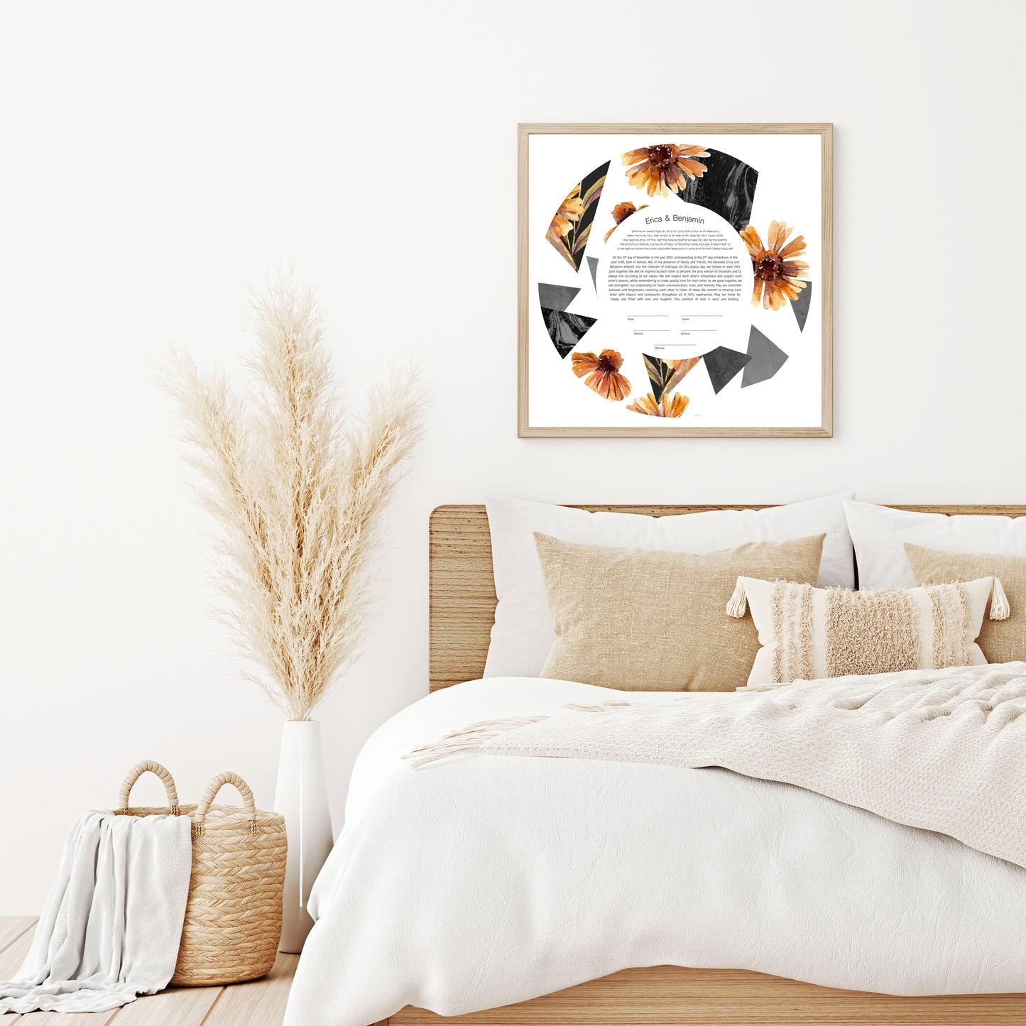 Orange and Black Floral Modern Ketubah