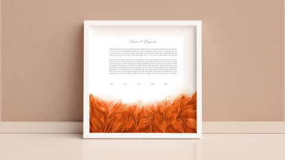 Orange and Gold Leaves Watercolor Ketubah