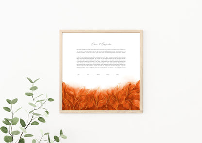 Orange and Gold Leaves Watercolor Ketubah
