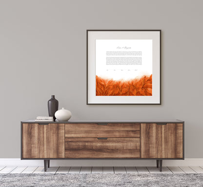 Orange and Gold Leaves Watercolor Ketubah