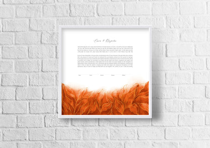 Orange and Gold Leaves Watercolor Ketubah