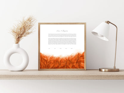 Orange and Gold Leaves Watercolor Ketubah