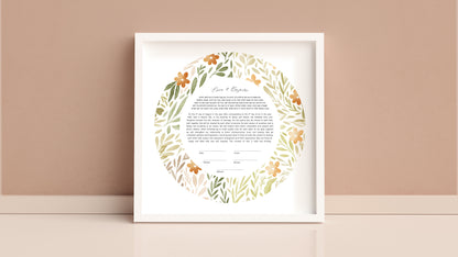 Orange and Green Floral Ketubah