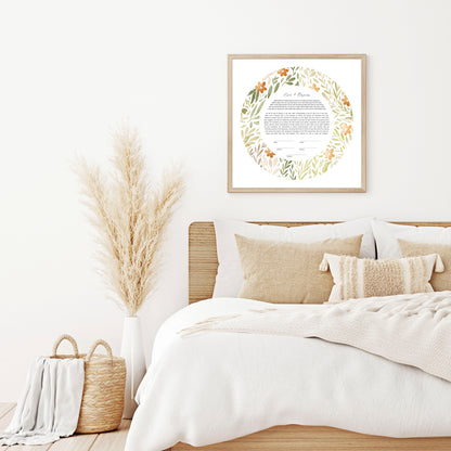 Orange and Green Floral Ketubah