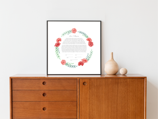 Pink Carnation Floral Ketubah