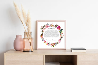 Pink Floral Ketubah