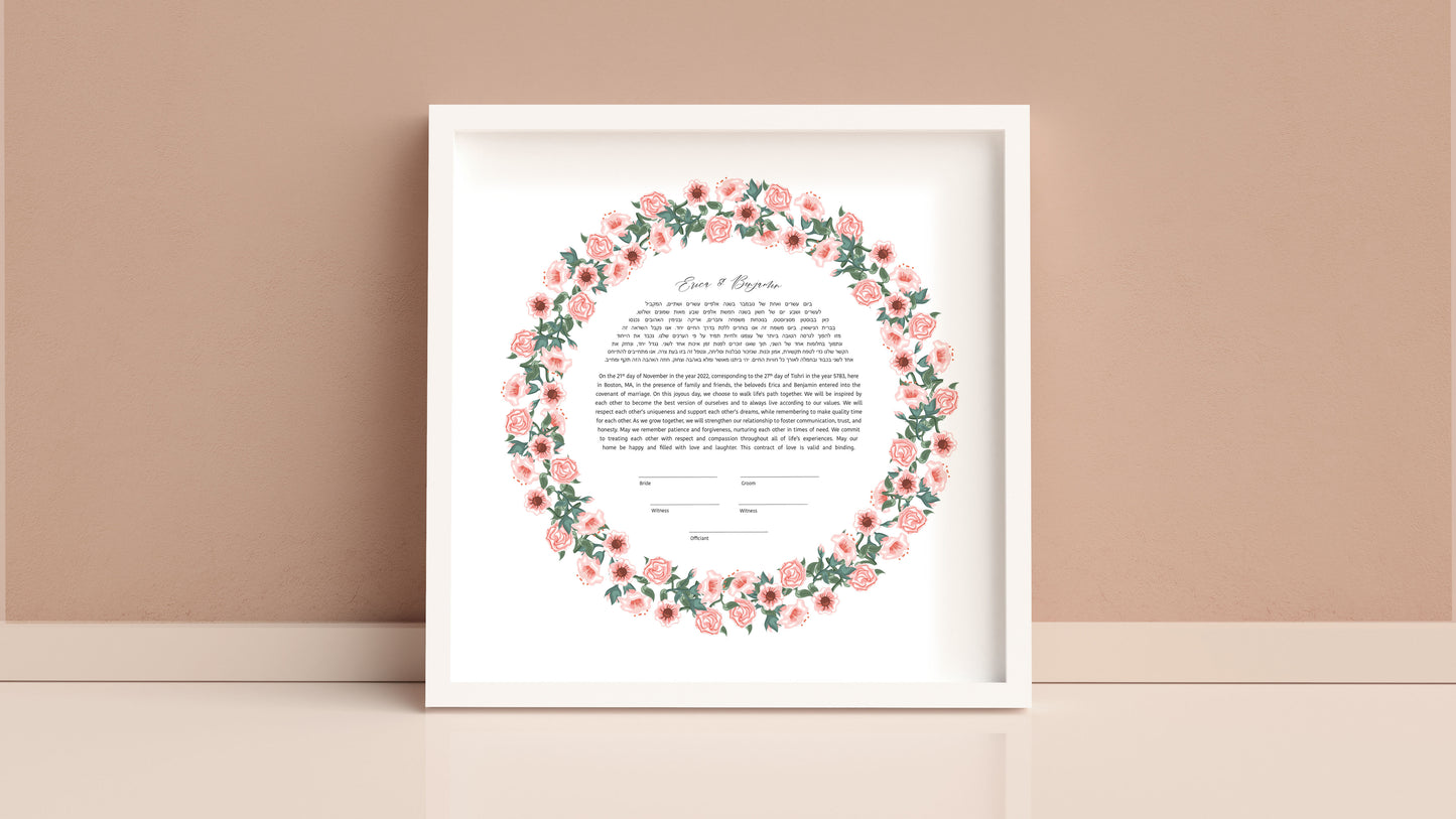 Pink Floral Ketubah