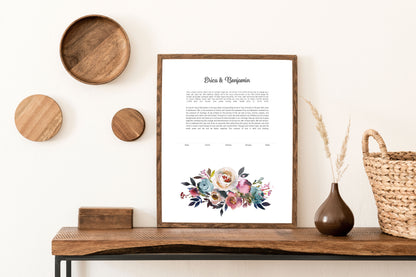 Pink Floral Watercolor Ketubah