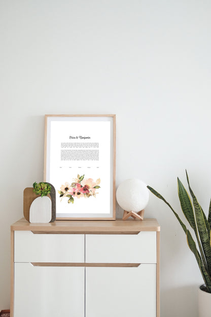 Pink Floral Watercolor Ketubah